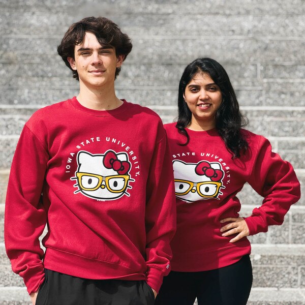 Blue 84 X Hello Kitty Iowa State Cardinal Lens Love Crewneck Sweatshirt